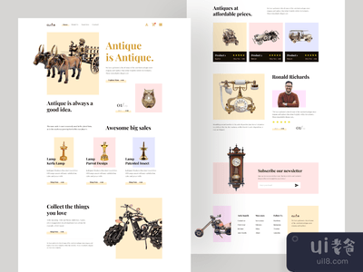 古董店--电子商务着陆页。(Antique shop- E-commerce Landing page.)
