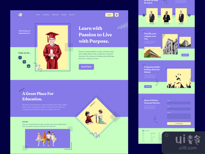 教育 - 网站登陆页设计(Education - Website Landing Page Design)