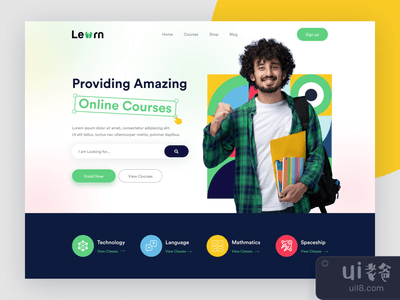 在线课程登陆页面设计(Online Courses Landing Page Design)