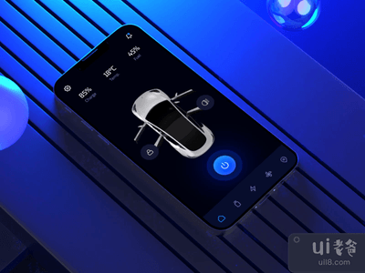 汽车远程控制应用程序V2（黑暗模式）(Car Remote Control App V2 (Dark Mode))
