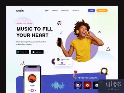 音乐着陆页概念 UX-UI设计(Music Landing Page Concept UX-UI Design)