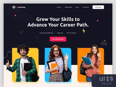 电子学习门户网站登陆页(e-Learning Portal Website Landing page)