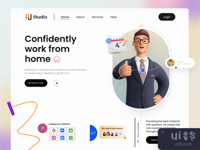 远程工作英雄头像探索(Remote Job Hero Header Exploration)