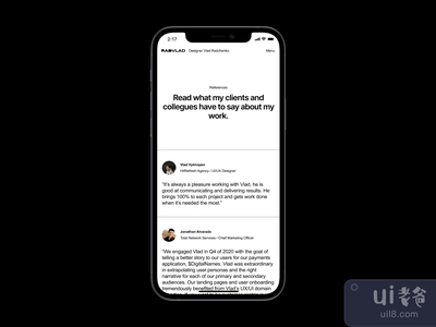 移动个人组合网站 - 推荐/评论/评级(Mobile Personal Portfolio Site - Testimonials / Reviews / Rating)