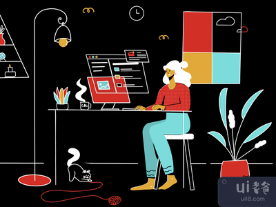 在家工作的插图(Work From Home Illustration)