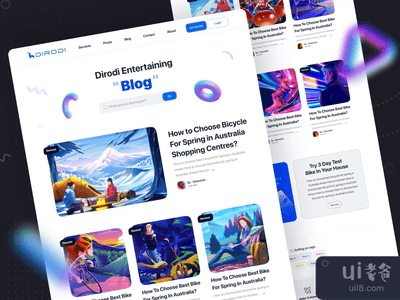 博客 动画网页UI Ux设计(Blog Animated Web UI Ux Design)