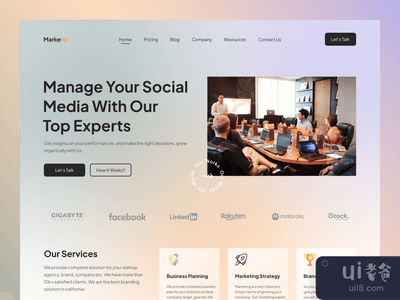 社会媒体管理 网站头条(Social Media Management Website Header)