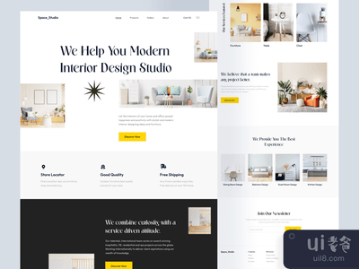 室内设计工作室的登陆用户界面(Interior Design Studio Landing UI)