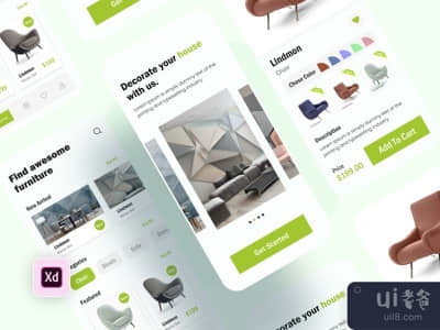 家具移动应用UI(Furniture Mobile App UI)