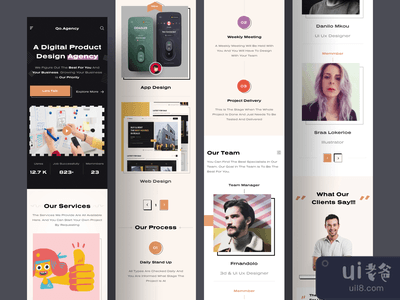 数字机构登陆页面（响应式）。(Digital agency landing page (responsive).)