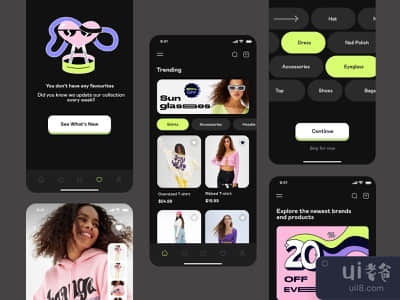 时尚电子商务应用（黑暗）。(Fashion Ecommerce Application (Dark))