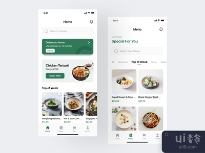 Kupa - 食品递送应用UI套件(Kupa - Food Delivery App UI Kit)