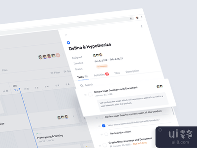 项目管理仪表板 - 时间线细节 任务列表(Project Management Dashboard — Timeline Details Tasks List)