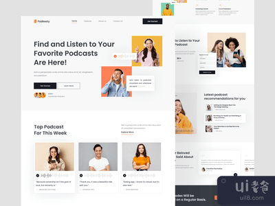 Podkesty - 播客登陆页面设计(Podkesty - Podcast Landing Page Design)