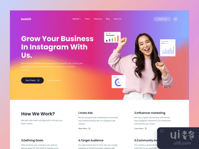 InstaGO - Instagram营销网站的标题(InstaGO - Instagram Marketing Website Header)