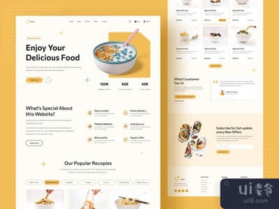 食品配送登陆页面设计。(Food Delivery Landing Page Design.)