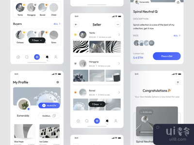 NFTS Light Mode - NFT移动应用UI工具包(NFTS Light Mode - NFT Mobile App UI Kit)
