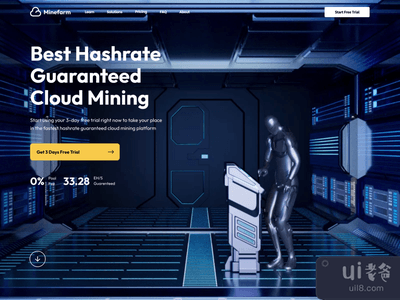 带有3D模型和动画的矿场网站登陆页面(Minefarm Web Landing Page With 3D Model&Animation)