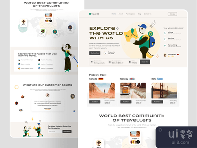 着陆页旅行社。(Landing page travel agency.)