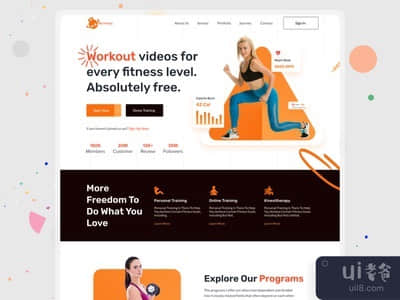 健身和锻炼的登陆页面设计(Fitness & Workout Landing Page Design)