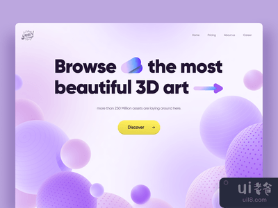 3D艺术市场的登陆英雄部分(3D Art Marketplace Landing Hero Section)