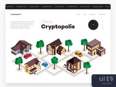 加密城--加密货币房地产登陆页英雄部分(Cryptopolis - Crypto Real Estate Landing Page Hero Section)