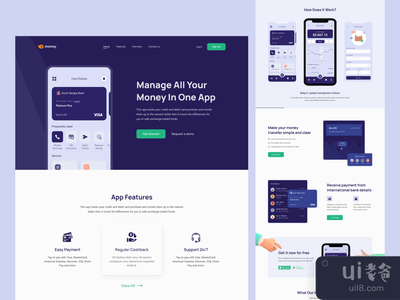 个人财务应用程序登陆页面(Personal Finance App Landing Page)