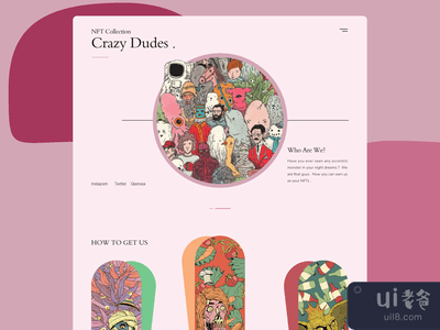 疯狂的帅哥NFT系列登陆页(Crazy Dudes NFT collection landing page)