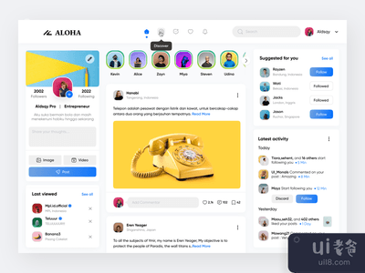 阿罗哈--社会媒体Dasboard概念(Aloha - Social Media Dasboard Concept)