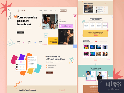 Podtalk | 播客登陆页设计(Podtalk | Podcast Landing Page Design)