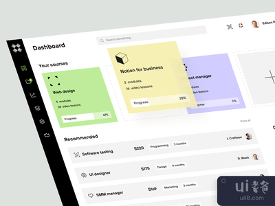 仪表板。教育平台。(Dashboard. Educational platform.)