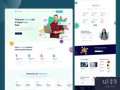 Easy Jobs - 工作搜索页面设计(Easy Jobs - Job Finding Landing Page Design)
