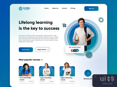 在线学习网站 | 着陆页设计(Online learning website | Landing page design)