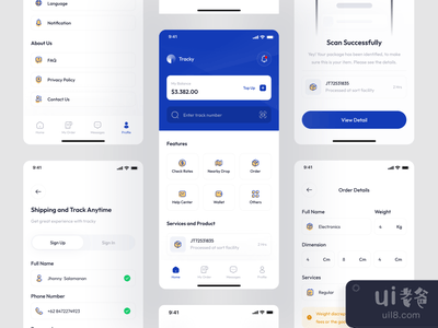 Tracky - 航运移动应用UI套件(Tracky - Shipping Mobile App UI Kits)