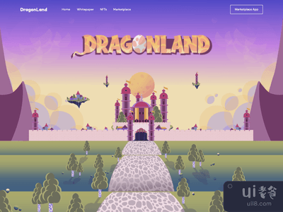 带有插图和动画的龙域网页登陆页面(Dragonland Web Landing Page With Illustration&Animation)