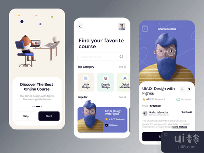 E-learning 移动应用程序 UX/UI(E-learning Mobile App UX/UI)