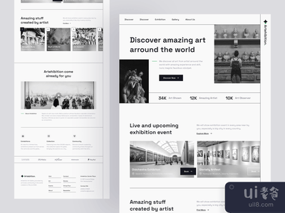 Arthebition - 艺术展览馆登陆页面（全页！）。(Arthebition - Art Exhibition Gallery Landingpage (Full Page!))