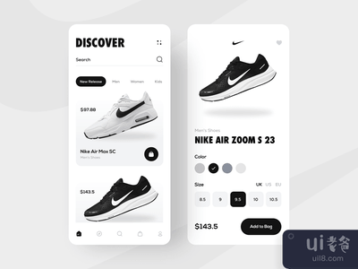 鞋子 耐克鞋 - 应用程序设计(Shoes Nike Shoes - App Design)
