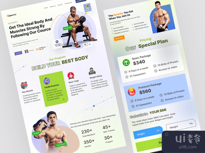 健身网站登陆页面设计(Fitness Website Landing Page Design)