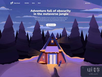 有插图和动画的元森林网页登陆页(Meta Forest Web Landing Page With Illustration&Animation)