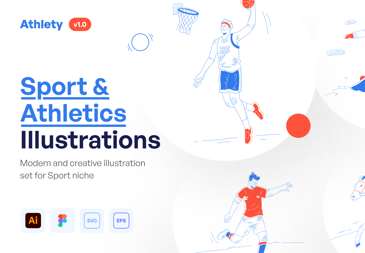 Athlety - 体育和运动插图集 (Athlety - Sport & Athlety Illustration Set)