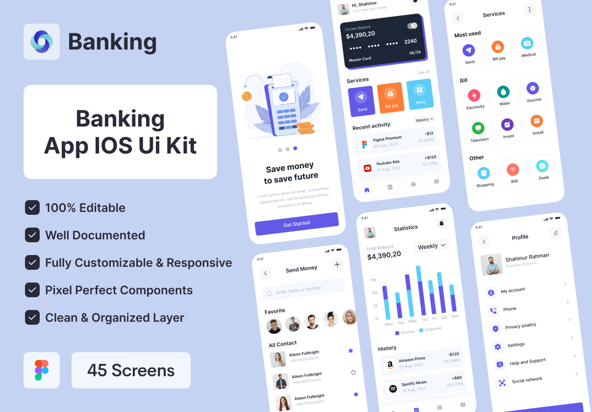 Bankoo-银行移动应用UI套件 (Bankoo-Banking Mobile App UI Kit)