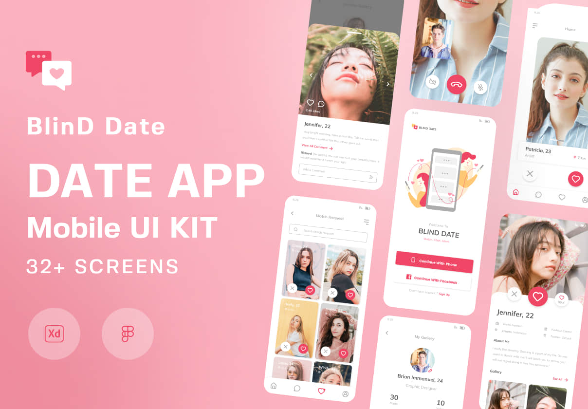 Date App - 移动端 UI Kit (Date App - Mobile UI Kit)
