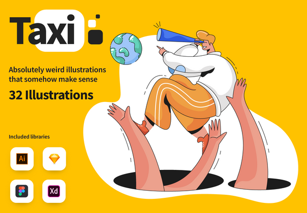 出租车插图 (Taxi illustrations)