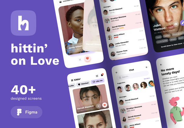 Hittin - 约会手机UI套件 (Hittin - Dating Mobile UI Kit)