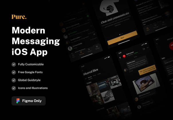 纯粹--Figma的消息UI套件 (Pure - Messaging UI Kit for Figm