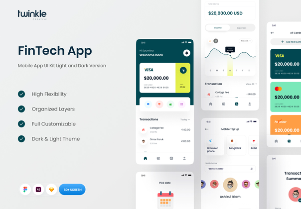 金融科技移动应用UI KIT (FinTech Mobile App UI KIT)