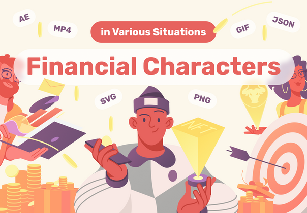 各种情况下的金融人物动画插图 (Financial Characters Animated Illu