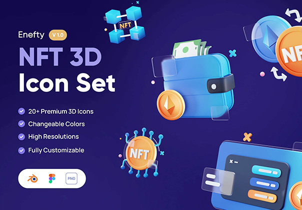 Enefty - NFT 3D图标集 (Enefty - NFT 3D Icon Set)