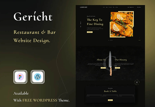 Gericht - Figma中的餐厅网站UI (Gericht - Restaurant Webs